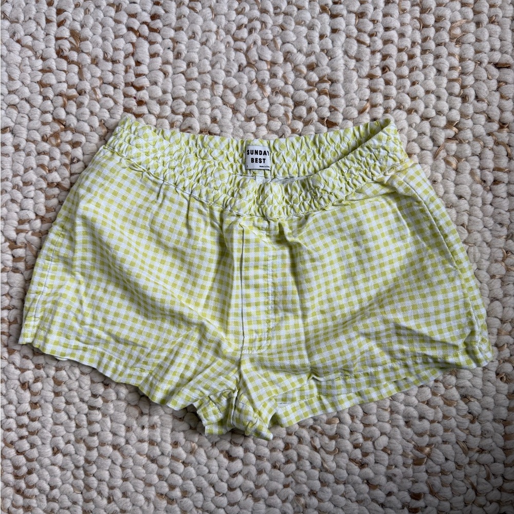 Sunday Best Lemon Gingham High Waist Shorts